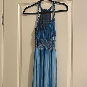 Shade of blue maxi dress with butterflies.